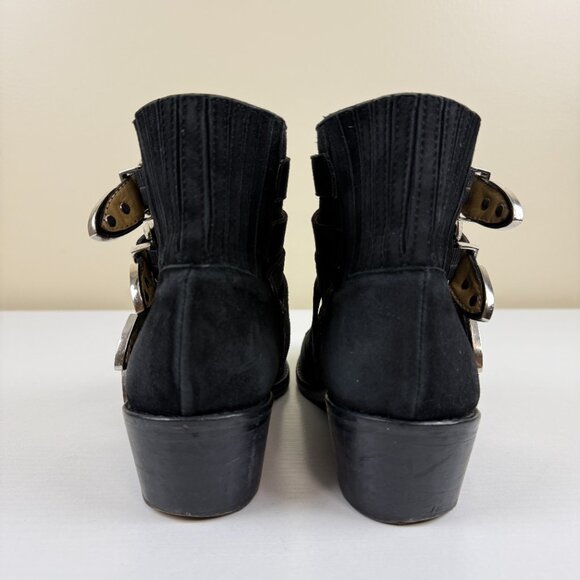 Toga Pulla Western Buckle Black Suede Ankle Boots - Picture 5 of 16